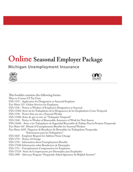 Online Seasonal Employer Package Michigan Unemployment Insurance