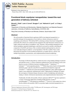 NIH Public Access Author Manuscript Polym Chem