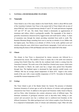 3. NATURAL and DEMOGRAPHIC FEATURES 3.1 Topography Timor