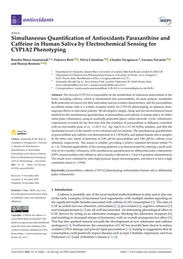 Simultaneous Quantification of Antioxidants Paraxanthine