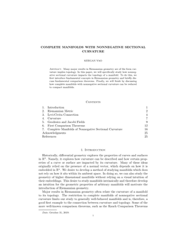 Complete Manifolds with Nonnegative Sectional Curvature