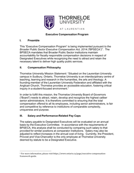 Thorneloe-U-Executive Compensation Program