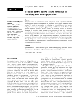 Biological Control Agents Elevate Hantavirus by Subsidizing Deer Mouse Populations