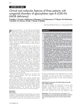 Clinical and Molecular Features of Three Patients with Congenital