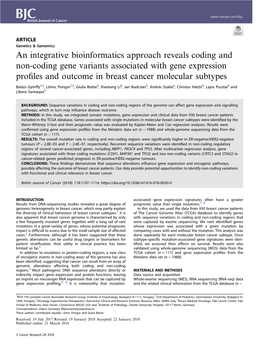 An Integrative Bioinformatics Approach Reveals Coding and Non-Coding