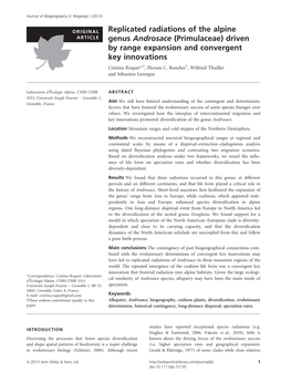 Replicated Radiations of the Alpine Genus Androsace (Primulaceae