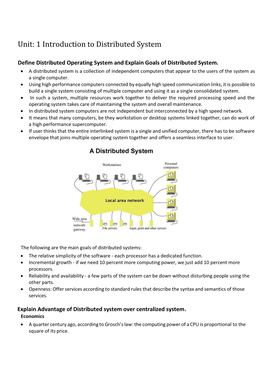 Unit: 1 Introduction to Distributed System