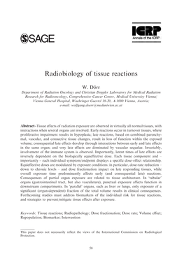 Radiobiology of Tissue Reactions