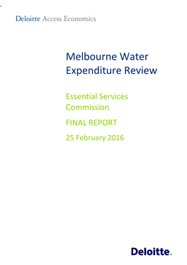 Melbourne Water Expenditure Review