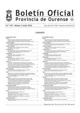 Boletín Oficial Provincia De Ourense