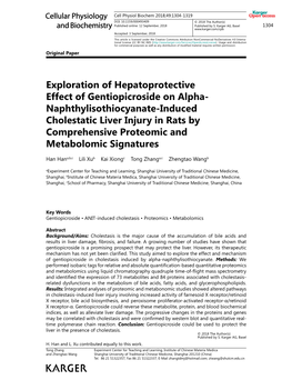 Naphthylisothiocyanate-Induced Cholestatic Liver Injury in Rats by Comprehensive Proteomic and Metabolomic Signatures