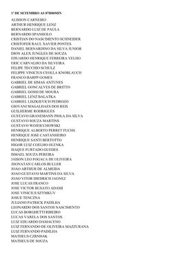 Alisson Carneiro Arthur Henrique Lenz Bernardo Luiz De Paula Bernardo Spanholo Cristian Do Nascimento Schneider Cristofer Raul X