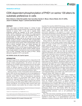 CDK-Dependent Phosphorylation of PHD1 on Serine 130 Alters Its Substrate Preference in Cells Brian Ortmann, Dalila Bensaddek, Sara Carvalhal, Sandra C