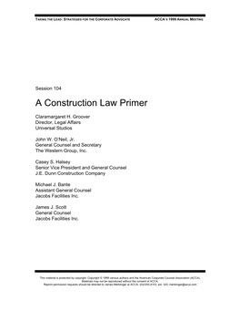 A Construction Law Primer