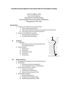 Vertebral Artery Injuries Associated with Cervical Spine Trauma