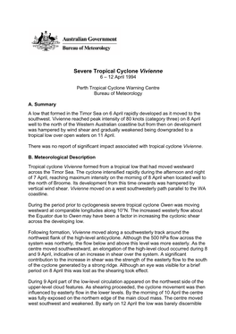Severe Tropical Cyclone Vivienne 6 – 12 April 1994