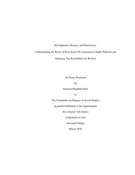 Understanding the Roots of Poor Social Development in Sindh, Pakistan And