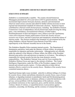 Zimbabwe 2020 Human Rights Report