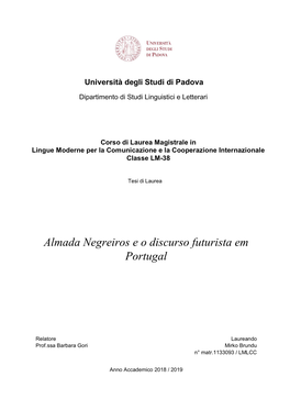 Almada Negreiros E O Discurso Futurista Em Portugal