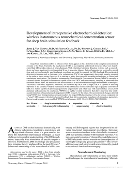 Development of Intraoperative Electrochemical Detection: Wireless Instantaneous Neurochemical Concentration Sensor for Deep Brain Stimulation Feedback