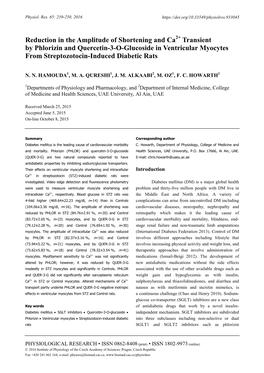 Reduction in the Amplitude of Shortening and Ca2+ Transient By