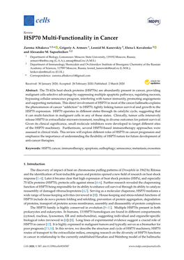 HSP70 Multi-Functionality in Cancer