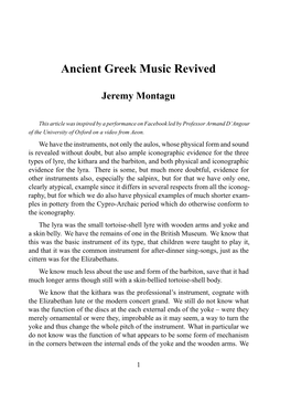 Ancient Greek Music Revived