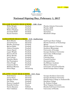 National Signing Day, February 1, 2017