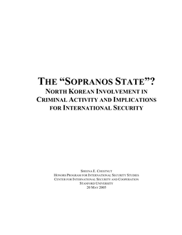 The “Sopranos State”? North Korean Involvement in Criminal Activity and Implications for International Security