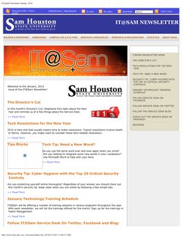 IT@Sam Newsletter January, 2014