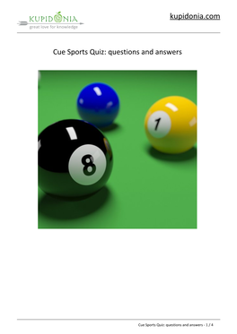 Cue Sports Quiz: Questions and Answers