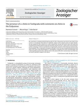 Chitin in Tardigrada with Comments on Chitin in the Ecdysozoa