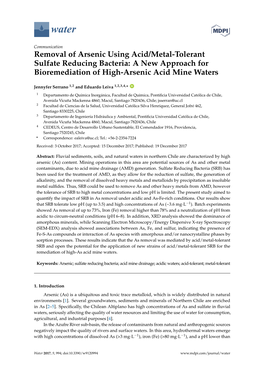 Removal of Arsenic Using Acid/Metal-Tolerant Sulfate Reducing Bacteria: a New Approach for Bioremediation of High-Arsenic Acid Mine Waters