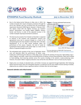 ETHIOPIA Food Security Outlook July to December 2012