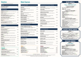 Hazev Restaurant Menus