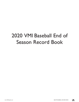 2020 VMI Baseball End of Season Record Book