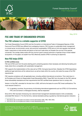 Fsc and Trade of Endangered Species