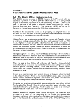 Section 5 Characteristics of the East Northamptonshire Area 5.1 the District of East Northamptonshire