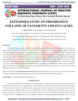 Esteedmed Study on Progressive Collapse of Pavements and Its Causes