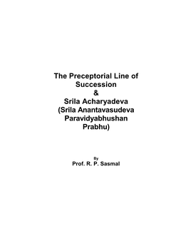 The Preceptorial Line of Succession & Srila Acharyadeva