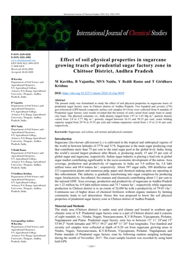 Effect of Soil Physical Properties in Sugarcane Growing Tracts Of