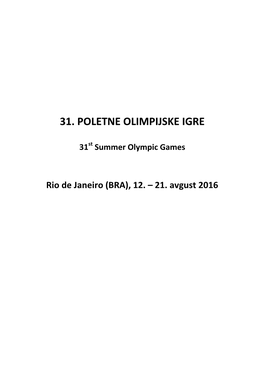 31. Poletne Olimpijske Igre