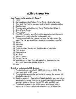 Activity Answer Key