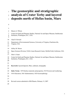 The Geomorphic and Stratigraphic Analysis of Crater Terby And