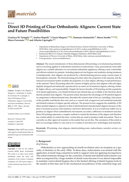 Direct 3D Printing of Clear Orthodontic Aligners: Current State and Future Possibilities