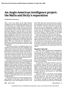 An Anglo-American Intelligence Project: the Mafia and Sicily's Separatism