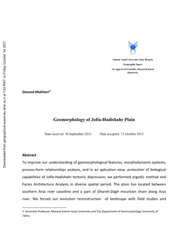 Geomorphology of Jolfa-Hadishahr Plain