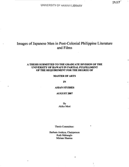 Images of Japanese Men in Post-Colonial Philippine Literature and Films