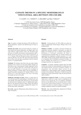 Climate Trends in a Specific Mediterranean Viticultural Area Between 1950 and 2006