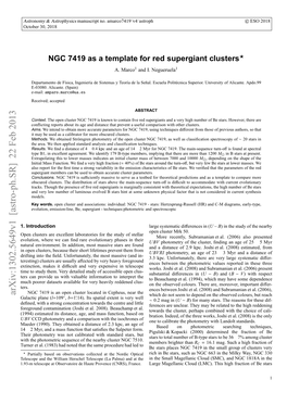 NGC 7419 As a Template for Red Supergiant Clusters